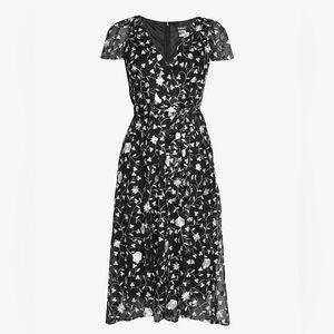DKNY Black Embroidered Floral Day Dress